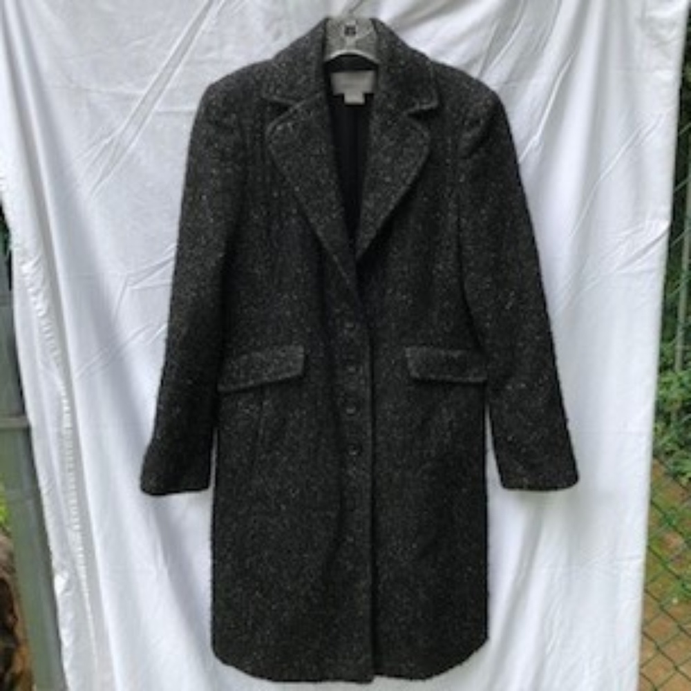 Ann Taylor Black Tweed Winter Coat